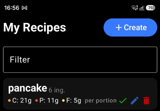How to add a meal from the Recipe screen