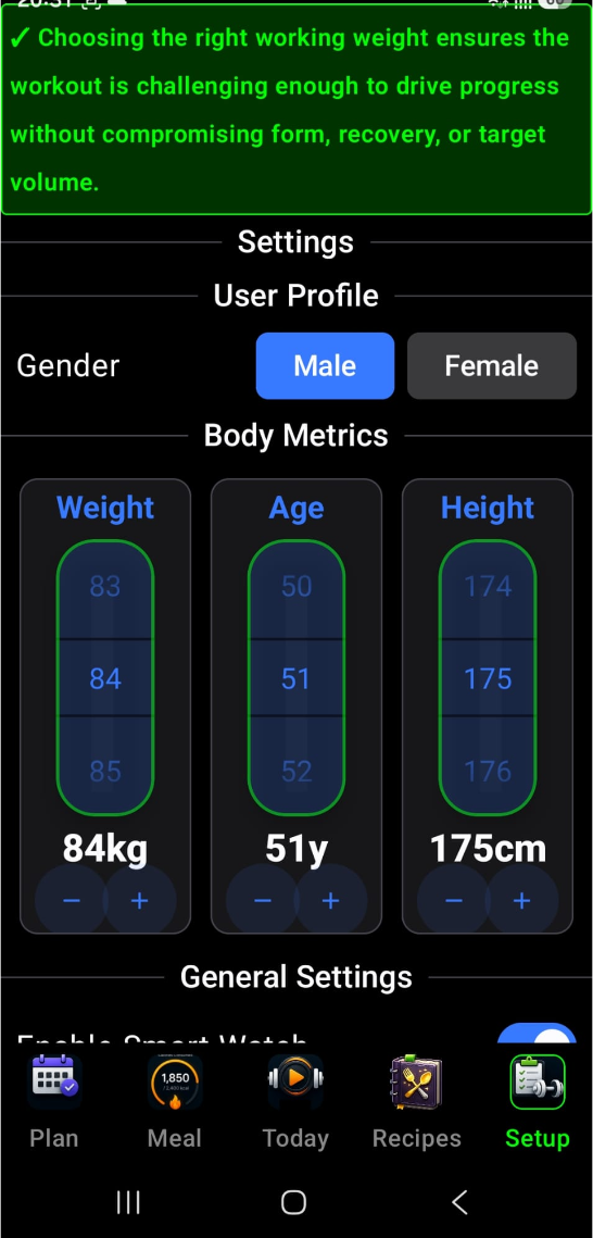 Setup body cmposition